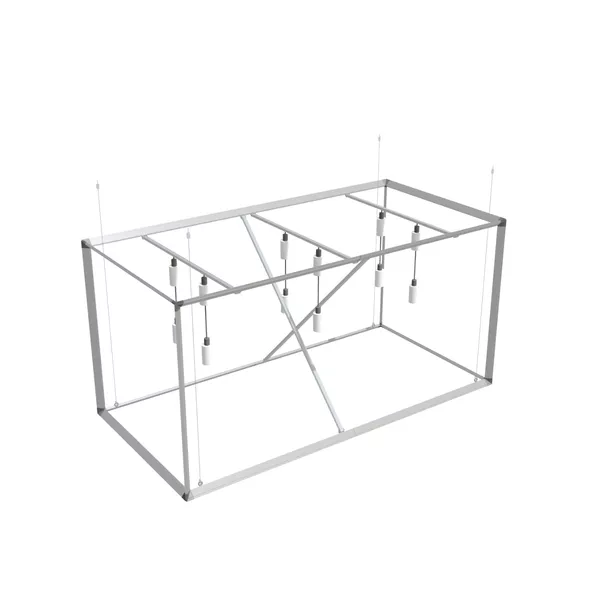 300x150x150cm - podwieszenie Fbox z podświetleniem LED - grafika tekstylna, linki z mocowaniem
