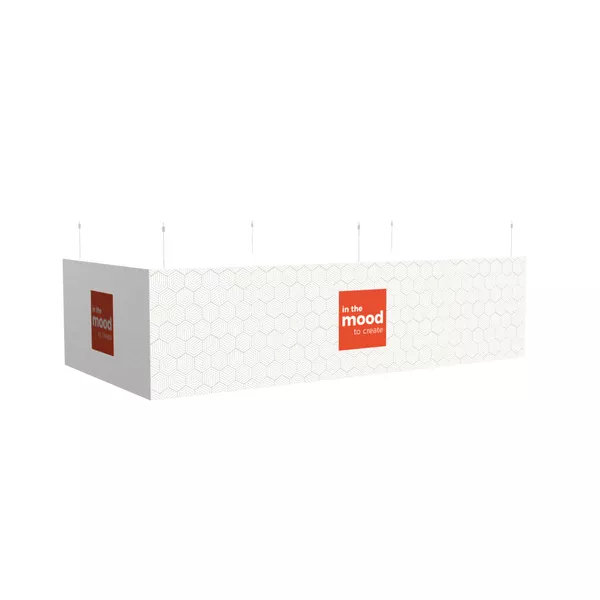 400x200x100cm - podwieszenie Fbox z podświetleniem LED - grafika tekstylna, linki z mocowaniem