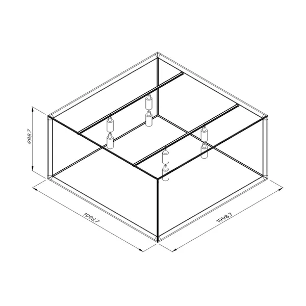 200x200x100cm - podwieszenie Fbox z podświetleniem LED - grafika tekstylna, linki z mocowaniem