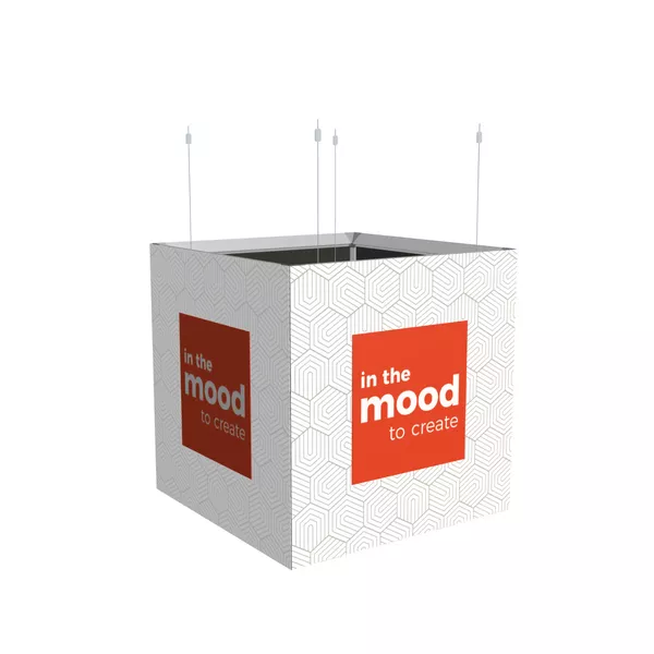 100x100x100cm - podwieszenie Fbox - grafika tekstylna, linki z mocowaniem