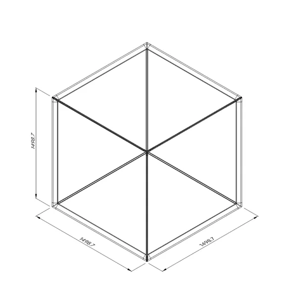 150x150x150cm - podwieszenie Fbox - grafika tekstylna, linki z mocowaniem