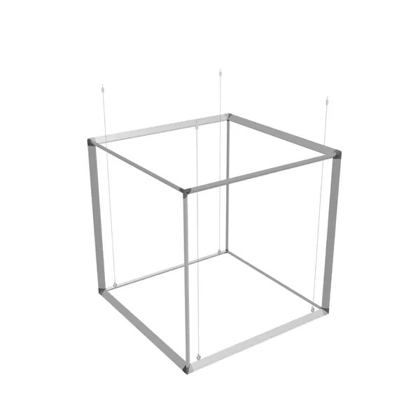 150x150x150cm - podwieszenie Fbox - grafika tekstylna, linki z mocowaniem