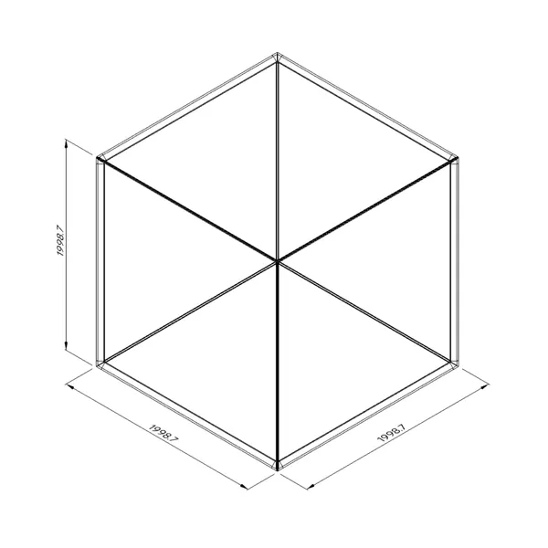 200x200x200cm - podwieszenie Fbox - grafika tekstylna, linki z mocowaniem