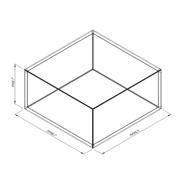 200x200x100cm - podwieszenie Fbox - grafika tekstylna, linki z mocowaniem