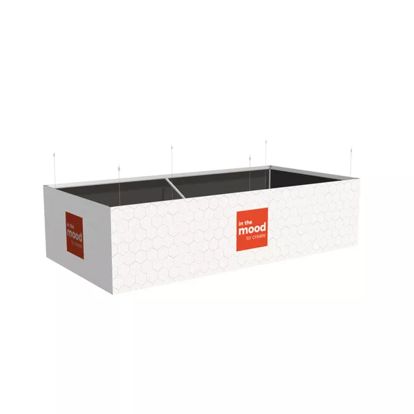 400x200x100cm - podwieszenie Fbox - grafika tekstylna, linki z mocowaniem