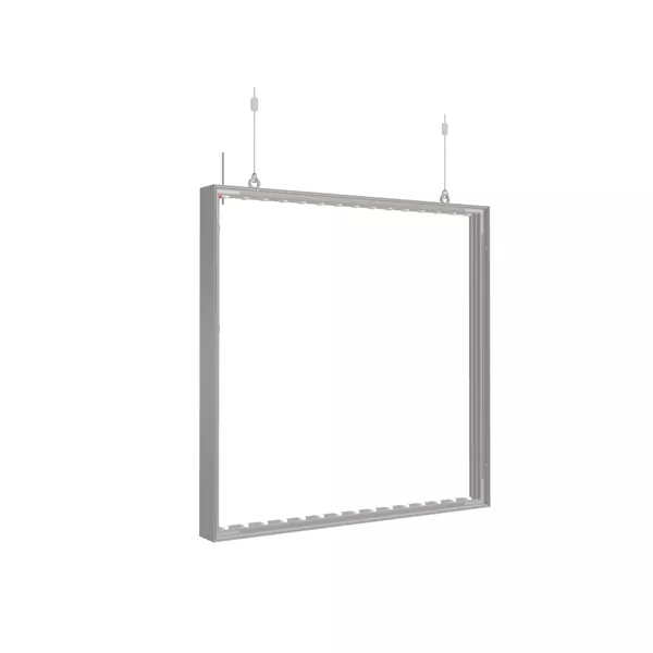 100x100cm - podwieszana rama S100D podświetlenie krawędziowe LED, profil srebrny, linki z mocowaniem