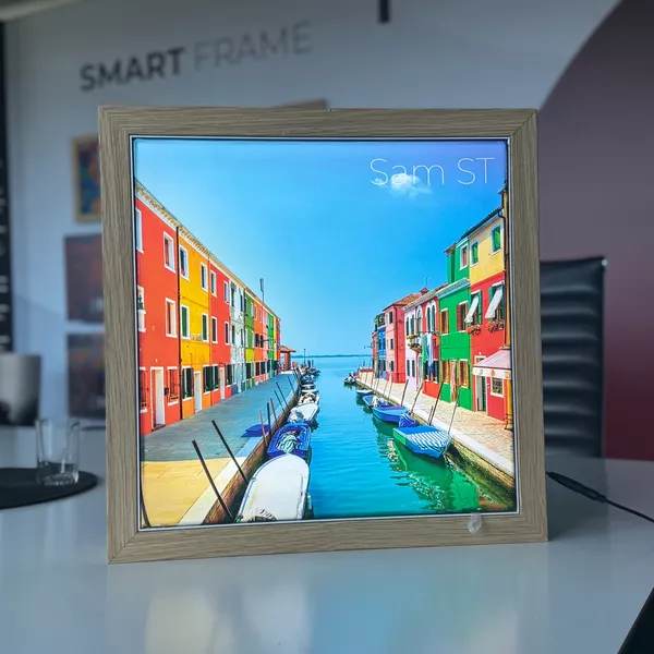 200x100cm - rama DECO S50T podświetlenie tylne LED, dekor dąb 30x40mm, profil srebrny