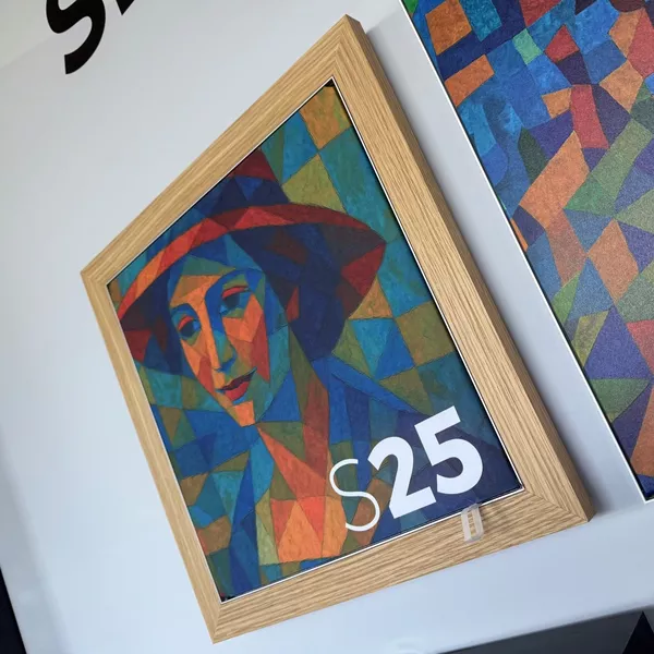 200x100cm - rama DECO S25, profil srebrny, dekor dąb 30x40mm