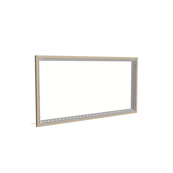 200x100cm - rama DECO S100T podświetlenie krawędziowe LED, dekor dąb 30x40mm, profil srebrny