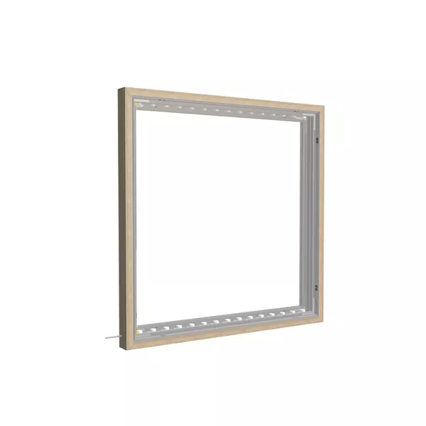 100x100cm - rama DECO S100T podświetlenie krawędziowe LED, dekor dąb 30x70mm, profil srebrny