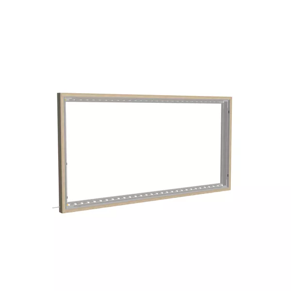 200x100cm - rama DECO S100T podświetlenie krawędziowe LED, dekor dąb 30x70mm, profil srebrny