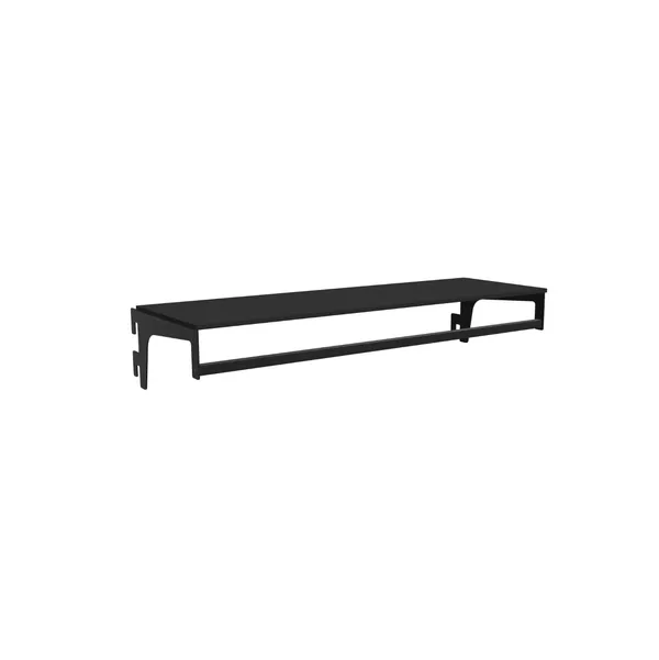 100x30cm - HPL Faro shelf with horizontal hanger and D30cm mounts, black