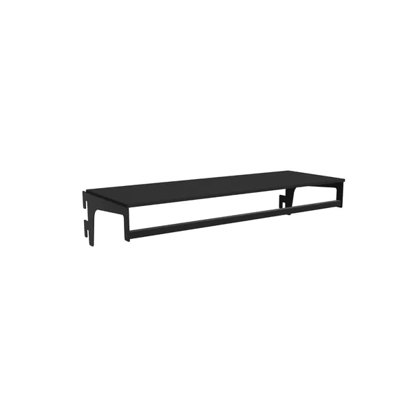 90x30cm - HPL Faro shelf with horizontal hanger and D30cm mounts, black