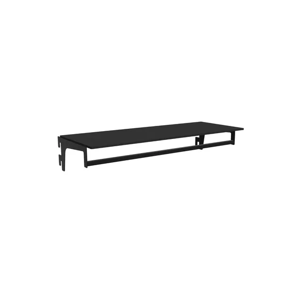 100x38cm - HPL Faro shelf with horizontal hanger and D30cm mounts, black