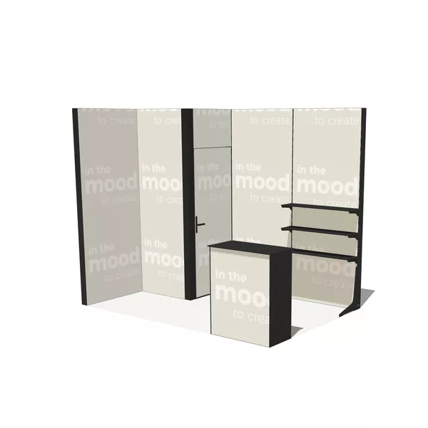 Modularico M100LED, L-Shaped, 300x200cm, Storage Area, Faro Shelf, Counter