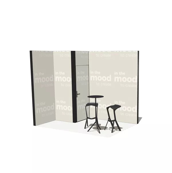 Modularico M100LED, Configuration L, 300x200cm, Zone de stockage, Table