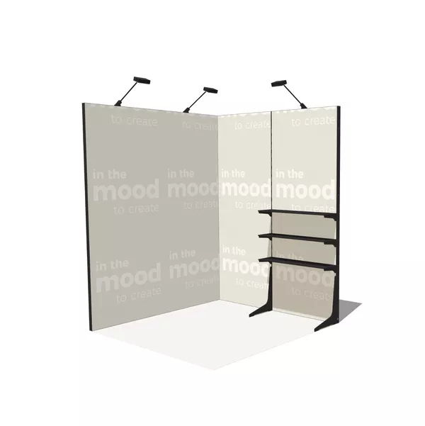 Modularico M50, Layout L, 200x200 cm, LED Lights, Faro Shelf