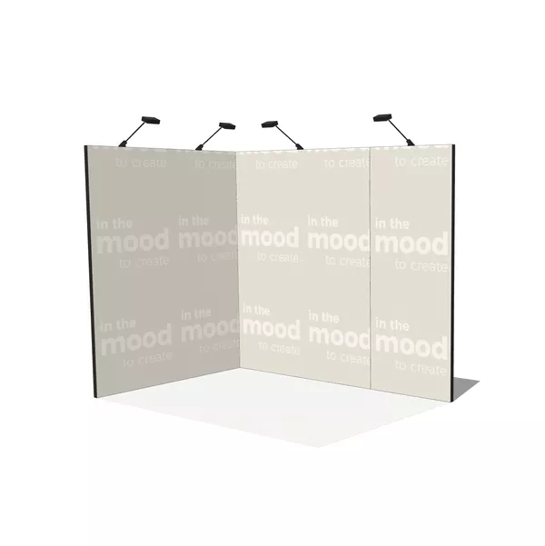 Modularico M50, Agencement en L, 300x200 cm, Lampes LED