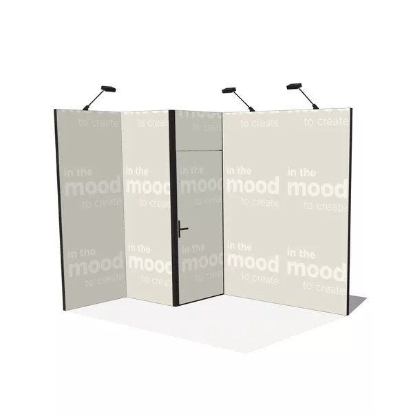 Modularico M50, Agencement en L, 300x200 cm, Lampes LED, Espace de Stockage