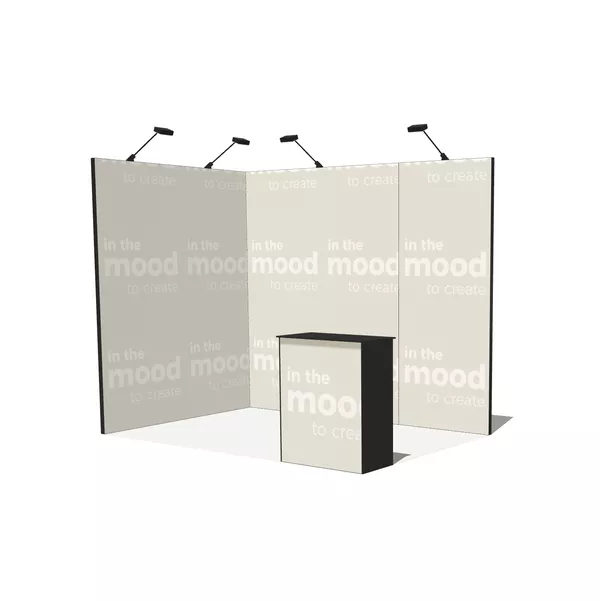 Modularico M50, Layout L, 300x200 cm, LED-Lampen, Theke