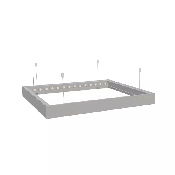 100x100 cm - Cadre Plafond S100T LED, Profil Argenté, Suspensions