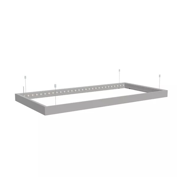 Cadre Plafond LED S100T 200x100 cm, Profil Argenté, Suspensions