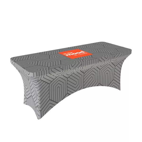 Cover with graphic for rectangular event table 180x75cm, Super Stretch fabric