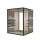 Modular Room Box, 200x200x250cm, rama podstawowa, podłoga systemowa, 2x ściana M50 z regałem, 2x ściana Panel Lamel, sufit Panel Lamel, 2x lampa prosta