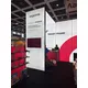 10x5m - stoisko Modularico M150 LED układ L-003105M150, zaplecze, lada, mocowania TV, panel Lamel