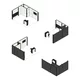5x4m - stoisko Modularico M100 LED układ L-02254M100, zaplecze, lada, półki, mocowanie TV