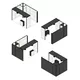 4x3m - stoisko Modularico M100 LED układ L-01243M100, zaplecze, lada, sufit