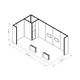 10x5m - stoisko Modularico M150 LED układ L-001105M150, zaplecze, lada, mocowania TV